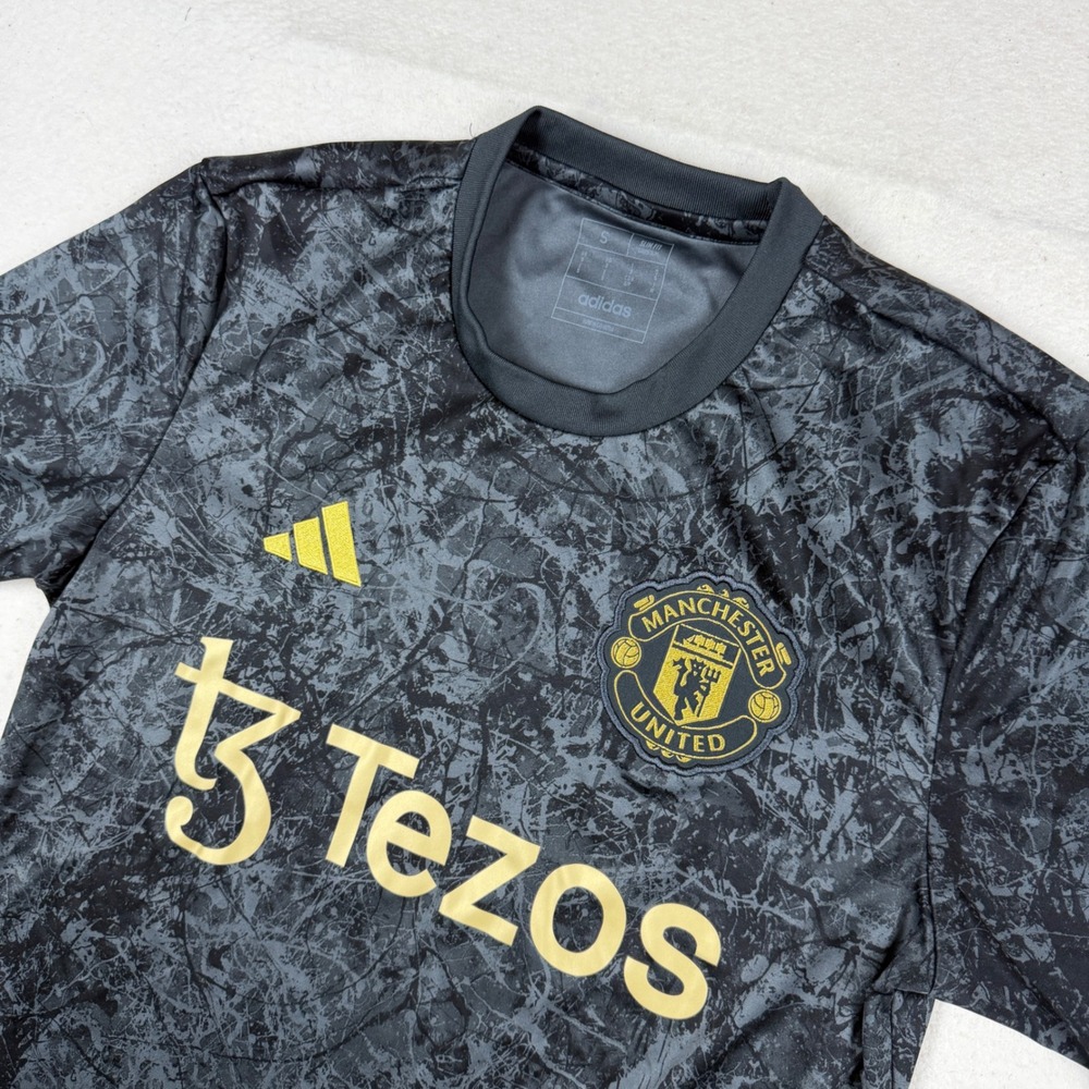 Adidas Manchester United Training Jersey Black Grey Marble Tezos‎ Slim Fit Small